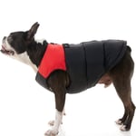 Gooby - Dolgulu yelek, köpek ceketi, manto, fermuarlı kazak ve keten halkalı, kırmızı, beden L - Seçenekler: X-Small chest (~13