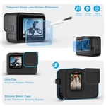 Gopro Hero 12 11 10 9 için aksesuar kiti su geçirmez konut kılıfı sualtı şamandıra kolu silikon kol Lens kapağı temperli cam ekran koruyucuları dalış filtreleri buğu önleyici ekler paket