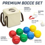 GoSports 90 mm Backyard Boccia Seti, 8 Küre, Pallino, Çanta ve Ölçüm İpi - Birinci Sınıf Reçine