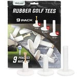 GoSports Kauçuk Golf Tişörtleri 9'lu Paket - 3 x 1,5 inç, 2,25 inç ve 3,5 inç Tees - Suni Çim Golf Paspasları ile Evrensel