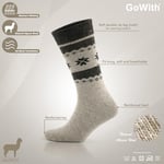GoWith 2'li-4'lü Alpaka Yünlü Termal Yıkamalı Yumuşak Doğal Kışlık Ayakkabı Bot İçin Kar Desen Kadın ve Erkek Çorap 3097