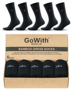 GoWith 5'li Bambu Likralı Dikişsiz 200 İğne Yıkamalı Esnek Sıkmayan Kaliteli Elegance Kutulu Siyah ve Renkli Erkek Çorabı 3558