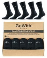 GoWith 5'li Bambu Likralı Dikişsiz 200 İğne Yıkamalı Esnek Sıkmayan Kaliteli Elegance Kutulu Siyah ve Renkli Erkek Çorabı 3558