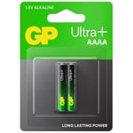GP Batteries 25A Ultra Plus Lr8D425/E96/AAAA Boy İncenin İncesi Pil, 1.5 Volt, 2'li Kart