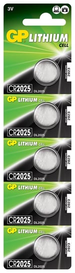 GP Batteries CR2025 2025 Boy Lityum Düğme Pil, 3 Volt, 5'li Kart, Gri