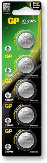 Gp Batteries Cr2025 2025 Boy Lityum Düğme Pil, 3 Volt, 5'Li Kart - Seçenekler: 5'li, Tekli