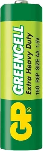 GP Batteries GP15G Greencell R6P/1215/AA Kalem Pil, 1.5 Volt, 40'lı Kutu, Yeşil/Sarı/Beyaz - Seçenekler: 4'lü, 12'li, 40'lı