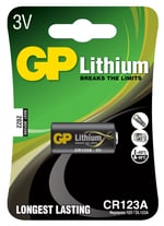 Gp Batteries Gpcr123A Dl123A/Cr123A Boy Lityum Pil, 3 Volt, Tekli Kart