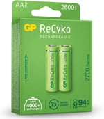 Gp Batteries Recyko+ 2700 Aa Kalem Ni-Mh Şarjlı Pil, 1.2 Volt, 2'Li Kart - Seçenekler: 2'li, 6'lı