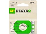 GP Batteries ReCyko 650 AAA İnce Kalem Ni-Mh Şarjlı Pil, 1.2 Volt, 2'li Kart
