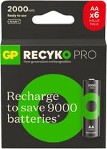 GP Batteries ReCyko Pro AA Kalem Ni-Mh Şarjlı Pil, 1.2 Volt, 6'lı Kart