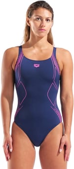 Graphic Swimsuit Swim Pro Back Kadın Lacivert Yüzücü Mayo 011182790