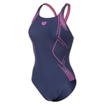 Graphic Swimsuit Swim Pro Back Kadın Lacivert Yüzücü Mayo 011182790