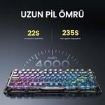 GravaStar Mercury K1 Lite RGB Kablosuz Mekanik Gaming Klavye, İngilizce Q