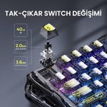 GravaStar Mercury K1 Lite RGB Kablosuz Mekanik Gaming Klavye, İngilizce Q
