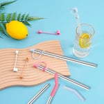 Greant Stanley Adventure Quencher Tumbler için 8 Parça Paslanmaz Çelik Hasır 40 oz, 30,48 cm Pipetler Stanley'e uygun Hasır Kapaklı ve Temizleme Fırçalı, 10 mm, Metal (Paslanmaz Çelik, 12 inç)