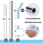 Greant Stanley Adventure Quencher Tumbler için 8 Parça Paslanmaz Çelik Hasır 40 oz, 30,48 cm Pipetler Stanley'e uygun Hasır Kapaklı ve Temizleme Fırçalı, 10 mm, Metal (Paslanmaz Çelik, 12 inç)