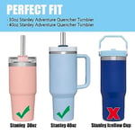 Greant Stanley Adventure Quencher Tumbler için 8 Parça Paslanmaz Çelik Hasır 40 oz, 30,48 cm Pipetler Stanley'e uygun Hasır Kapaklı ve Temizleme Fırçalı, 10 mm, Metal (Paslanmaz Çelik, 12 inç)