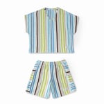 Green Black Stripe Green Kadın Havlu Şortlu Takım %100 Pamuk Renkli Standart