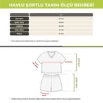 Green Black Stripe Soft Kadın Havlu Şortlu Takım %100 Pamuk Renkli Standart