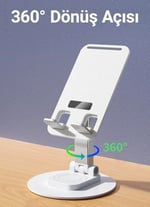 Greenart Alüminyum Tablet ve Telefon Standı, 360 Derece Ayarlanabilir Dönme Özelliği, Çok Amaçlı Masaüstü Dock Tutucu (Siyah)