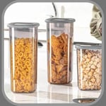 Gri Kare Saklama Kabı Silikon Kapak Hava Geçirmez Kuru Baklagil Kahve Bakliyat Makarna Kuruyemiş Kutusu Çeyiz Seti (1 Adet, 1600 ml)