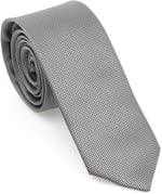 Gri Oxford Model Mendilli Slim Kravat- MKAS-9