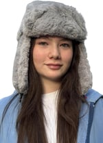 Gri Peluş Pilot Şapka – Kışlık Kulaklıklı Sıcak Tutan Yumuşak Kürk Şapka, Unisex Genç Model