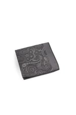 Gri Şal Motif Desen Kravat Mendil Set