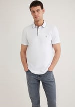 Gri Şerit Detaylı Beyaz Polo Tişört Fitted/Vücuda Oturan Kesim 062373-27879