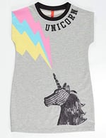 Gri Unicorn Kız Çocuk Elbise