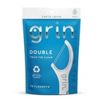 GRIN Çift Flosspyx, Diş İpi Seçimleri, 75 Sayı, Diş Yüzgeçleri, Nane Lezzeti, Geri Dönüşümlü Plastik, 2 Hatlı Güçlü Diş İpi, Daha Uzun Diş İpi Kafası, Yiyecek ve Plak Tuzakları, Güvenli Yumuşak