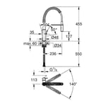 GROHE Get Eviye Bataryası |360˚ Dönüş Açısı | Krom | 30361000