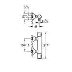 GROHE Precision Flow Termostatik Duş Bataryası, Su Tasarruflu, Krom, 34840000