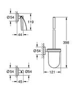 GROHE Start QuickFix Üçlü Tuvalet Aksesuar Seti, Kapaklı Tuvalet Kağıtlığı, Tuvalet Fırçası, Bornoz Askısı, Duş/Banyo Aksesuarları, Krom, 41204000