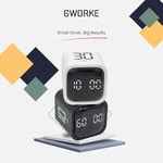 GT-1 Pomodoro Zamanlayıcı Küp, Flip Timer, Öğrenci Ders Çalışma Saati, 5/10/30/60 dk & Özel Geri Sayım, USB Şarjlı, Sessiz/Titreşimli Alarm, Mutfak Kronometresi - Siyah