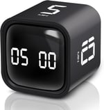 GT-1 Pomodoro Zamanlayıcı Küp, Flip Timer, Öğrenci Ders Çalışma Saati, 5/10/30/60 dk & Özel Geri Sayım, USB Şarjlı, Sessiz/Titreşimli Alarm, Mutfak Kronometresi - Siyah