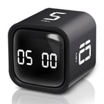 GT-1 Pomodoro Zamanlayıcı Küp, Flip Timer, Öğrenci Ders Çalışma Saati, 5/10/30/60 dk & Özel Geri Sayım, USB Şarjlı, Sessiz/Titreşimli Alarm, Mutfak Kronometresi - Siyah