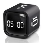GT-1 Pomodoro Zamanlayıcı Küp, Flip Timer, Öğrenci Ders Çalışma Saati, 5/10/30/60 dk & Özel Geri Sayım, USB Şarjlı, Sessiz/Titreşimli Alarm, Mutfak Kronometresi - Siyah