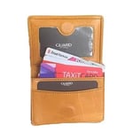 Guard Cüzdan Mini Mıknatıslı Kartlık Kartvizitlik Hakiki Deri 10.5x7.5x2 cm Mini (Sarı-Açık Taba)