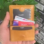 Guard Cüzdan Mini Mıknatıslı Kartlık Kartvizitlik Hakiki Deri 10.5x7.5x2 cm Mini (Sarı-Açık Taba)