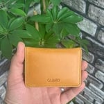 Guard Cüzdan Mini Mıknatıslı Kartlık Kartvizitlik Hakiki Deri 10.5x7.5x2 cm Mini (Sarı-Açık Taba)