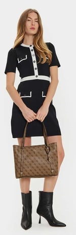 GUESS Eco Erica Elite Tote Bag Latte Logolu, Latte logosu