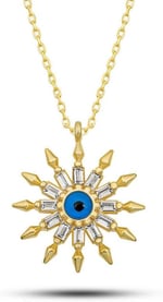 Gümüş Gold Koruyucu Göz Güneş Kadın Kolye SL12607
