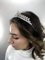 Gümüş Rengi İnce Kristalli Kına Ve Gelin Tacı
