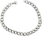 Gümüş Renk Cuban Unisex Erkek Metal Beyaz Çelik Zincir Çelik Bileklik- 2800
