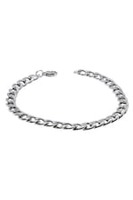 Gümüş Renk Cuban Unisex Erkek Metal Beyaz Çelik Zincir Çelik Bileklik- 2800