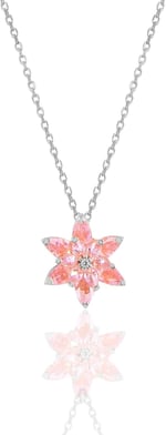 Gümüş rodyumlu taşlı nilüfer lotus çiçeği kolye