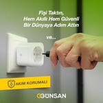 Günsan Wi-Fi Kontrollü Akım Korumalı Akıllı Priz 16A Tuya & Smart Life Destekli