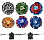 Gyros 6'lı Paket Bey Burst Battling Üstleri Metal Füzyon Başlangıç Seti Çıkartmalar İki Fırlatıcı